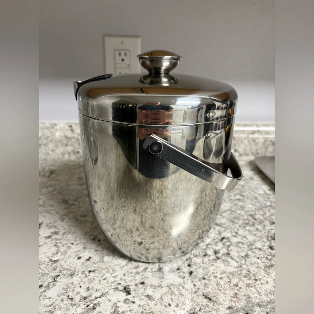 Threshold Stainless Steel Ice Bucket With Tongs And Lid Sleek Design Tongs Fit